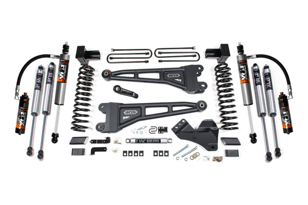 BDS 2023-2025 Ford F250/F350 4WD 5" Radius Arm Suspension Lift Kit, 3" Rear, Block, Gas - Fox 2.5 Pes Shocks - W/o Overload Springs 2243FPE