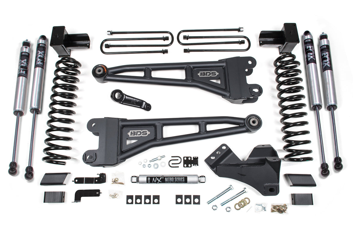 BDS 2023-2025 Ford F250/F350 4WD 5" Radius Arm Suspension Lift Kit, 3" Rear, Block, Diesel - Fox 2.0 Ifp Ps Shocks - W/o Overload Springs 2242FS
