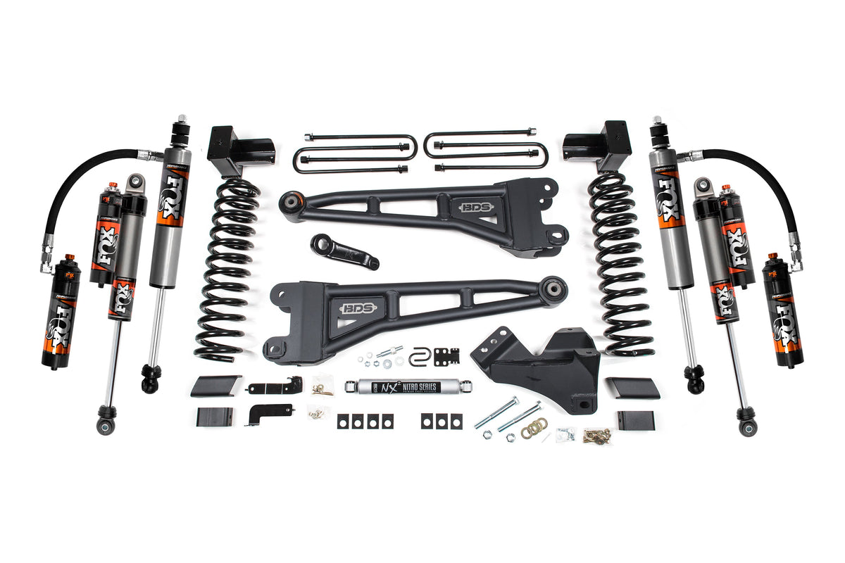 BDS 2023-2025 Ford F250/F350 4WD 5" Radius Arm Suspension Lift Kit, 3" Rear, Block, Diesel - Fox 2.5 Pes Shocks - W/o Overload Springs 2242FPE