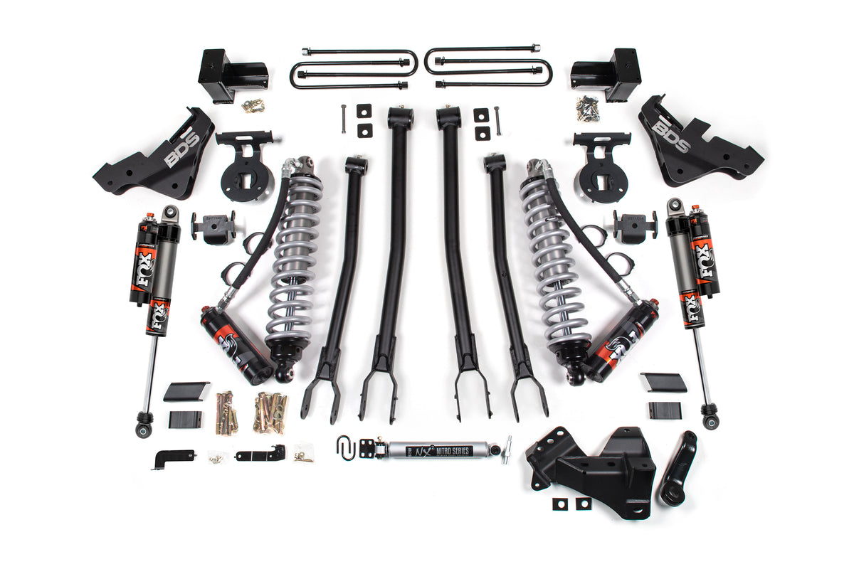 BDS 2023-2026 Fits Ford F250/350 Super Duty 4WD 5" 4-Link Suspension Lift Kit, 4" Rear, Leaf Spring, Diesel FOX 2.5 Pes C/o Front, FOX 2.5 Ifp Ps Rear 2248PPS
