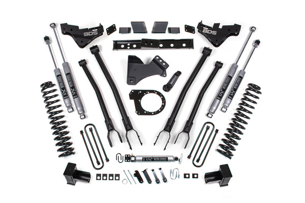 BDS 2023-2025 Fits Ford F350 Super Duty 4WD 7" 4-Link Suspension Lift Kit, 4" Rear, Block, Diesel, DRW - FOX 2.0 Ps Shocks 2254FPS