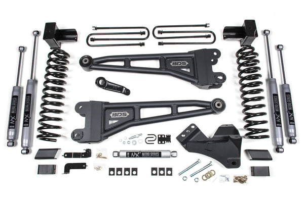 BDS 4 Inch Lift Kit W/ Radius Arm, Fits Ford F250/F350 Super Duty 17-19 4WD Diesel 1524H