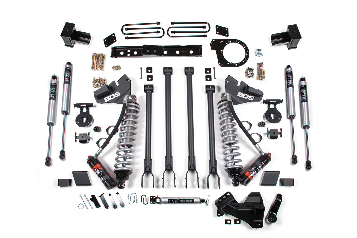 BDS 2020-2022 Fits Ford F350 Dually 4WD 6" 4-Link Suspension Lift Kit, 4" Rear, Block, Diesel - FOX 2.5 Pes C/o Front, FOX 2.5 Pes Aux Front, FOX 2.5 Pes Rear 1987FPE