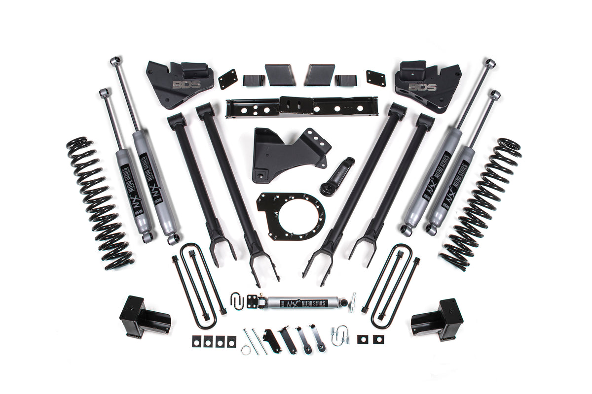 BDS 6 Inch Lift Kit 4-Link Conversion, Fits Ford F250/F350 Super Duty 17-19 4WD Diesel 1527H