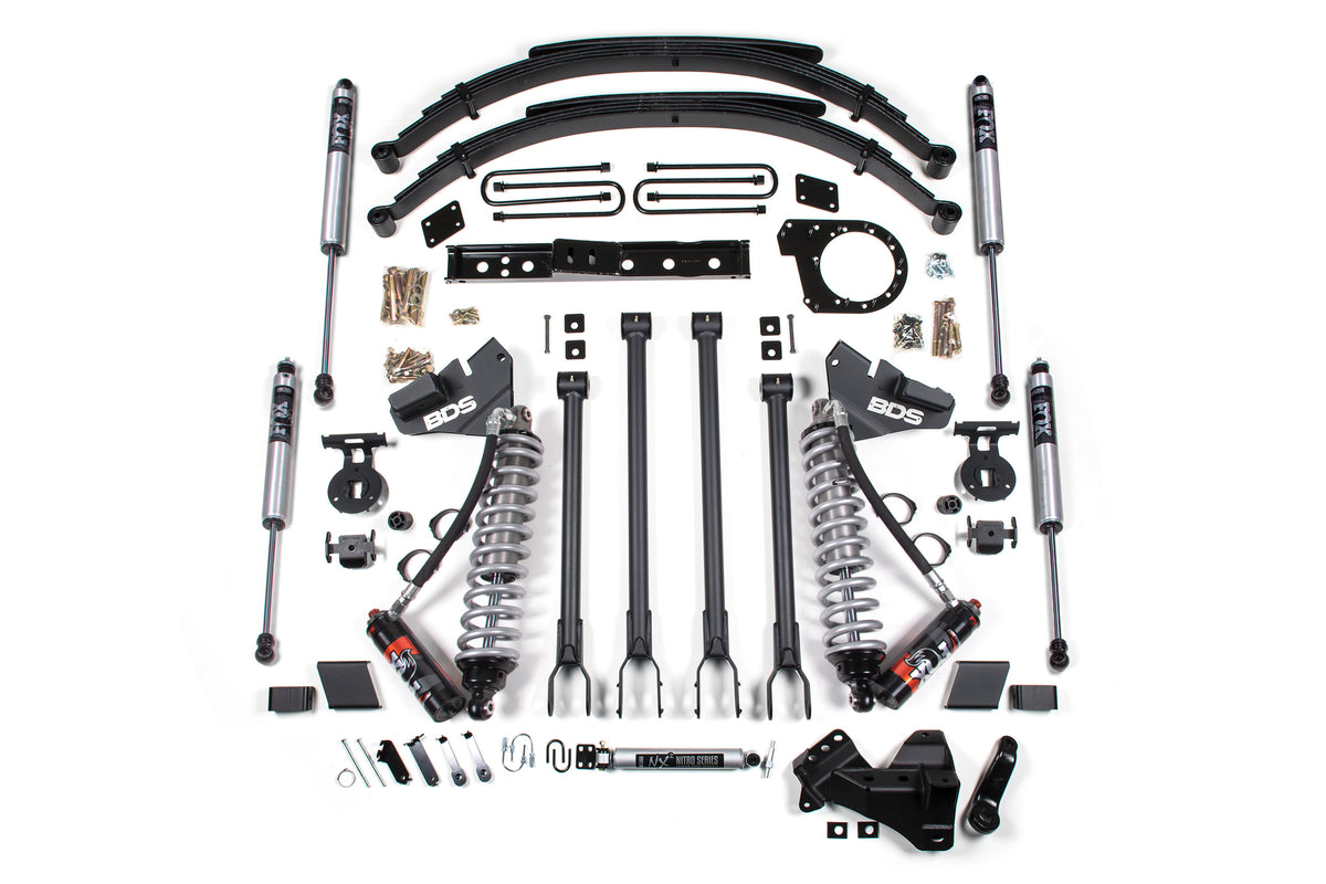 BDS 6 Inch Lift Kit W/ 4-Link 2.5 Performance Elite Coil-over Conversion, Fits Ford F250/F350 Super Duty 17-19 4WD Diesel 1529FPE