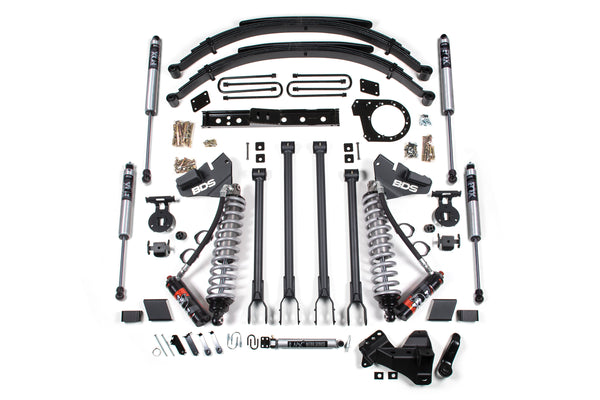 BDS 6 Inch Lift Kit W/ 4-Link 2.5 Performance Elite Coil-over Conversion, Fits Ford F250/F350 Super Duty 17-19 4WD Diesel 1529FPE