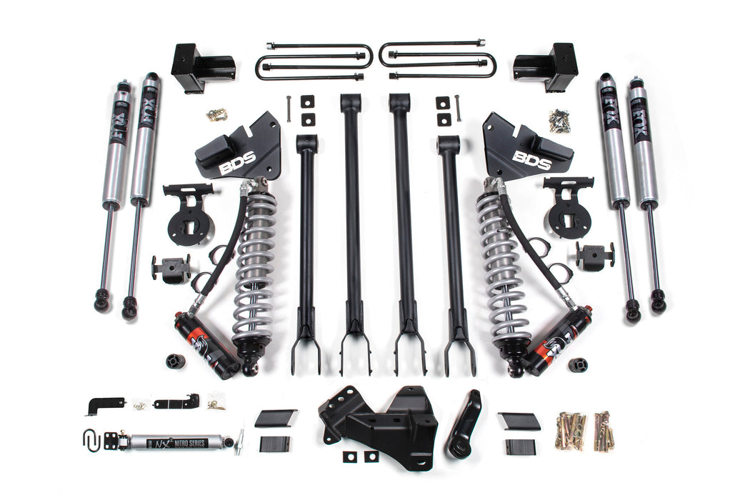 BDS BDS1965FPE 4 Inch Lift Kit w/ 4-Link -FOX 2.5 Performance Elite Coil-Over Conversion Ford F250/F350 Super Duty (17-19) 4WD Diesel