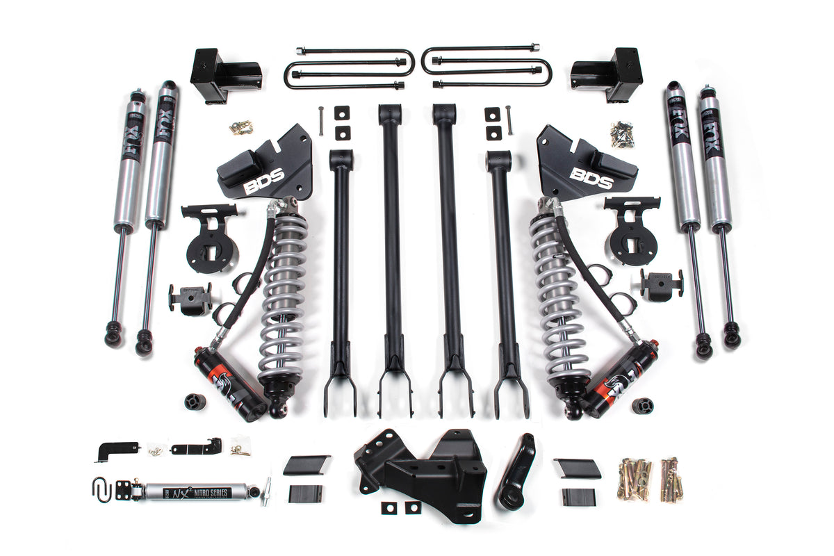 BDS 4 Inch Lift Kit W/ 4-Link 2.5 Performance Elite Coil-over Conversion, Fits Ford F350 Super Duty DRW 20-22 4WD Diesel 1565FPE