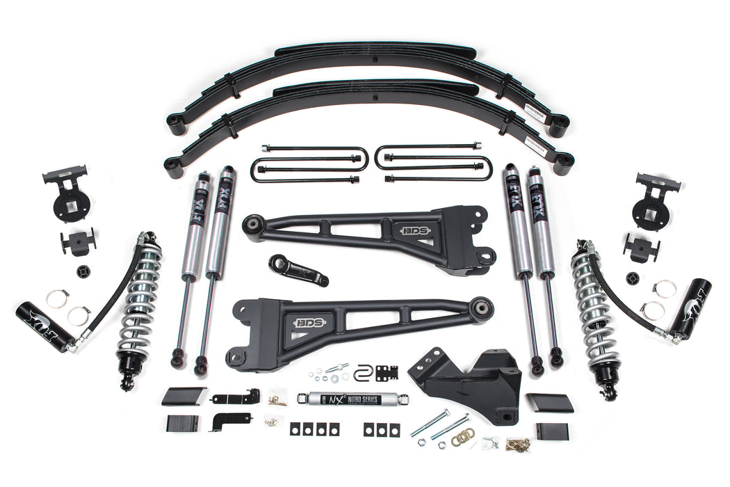BDS 17-19 Ford F250/F350 4" Radius Arm Suspension System Coilover Kit w/Replacement Rear Leaf Springs - DSL BDSS_BDS1557F