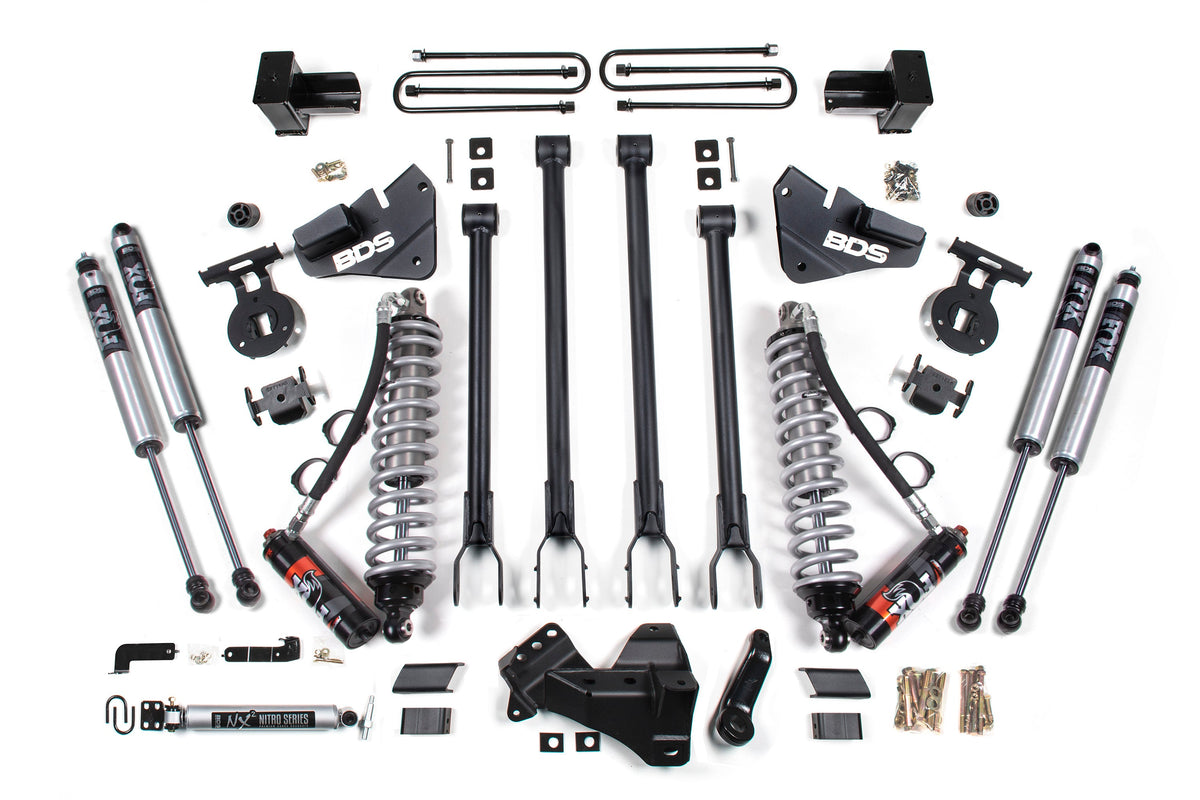 BDS 4 Inch Lift Kit W/ 4-Link 2.5 Performance Elite Coil-over Conversion, Fits Ford F350 Super Duty DRW 17-19 4WD Diesel 1975FPE