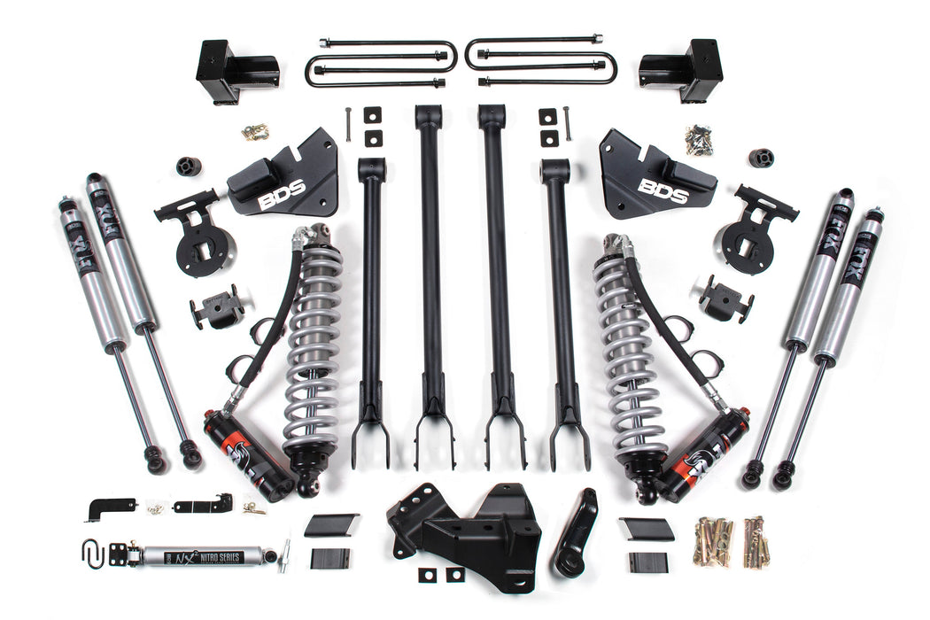 BDS BDS1975FPE 4 Inch Lift Kit w/ 4-Link -FOX 2.5 Performance Elite Coil-Over Conversion Ford F350 Super Duty DRW (17-19) 4WD Diesel