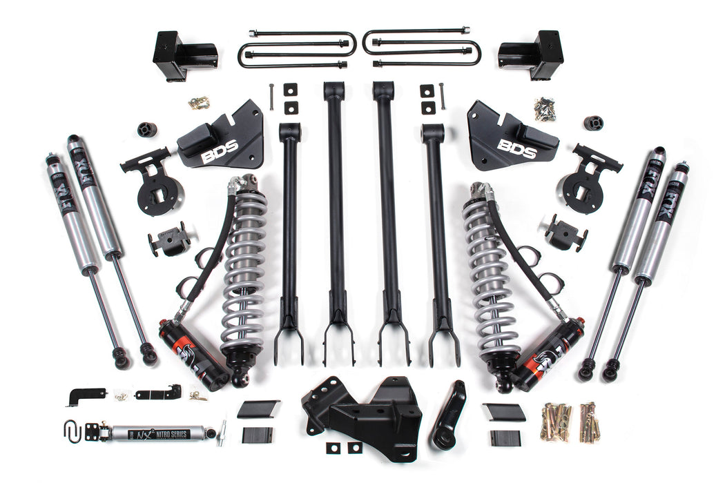 BDS BDS1577FPE 4 Inch Lift Kit w/ 4-Link -FOX 2.5 Performance Elite Coil-Over Conversion - Ford F350 Super Duty DRW (17-19) 4WD - Diesel