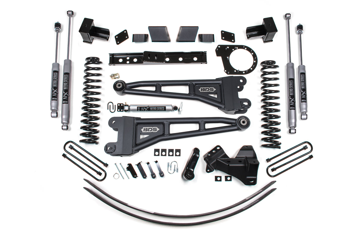 BDS 6 Inch Lift Kit W/ Radius Arm, Fits Ford F250/F350 Super Duty 17-19 4WD Diesel 1581H