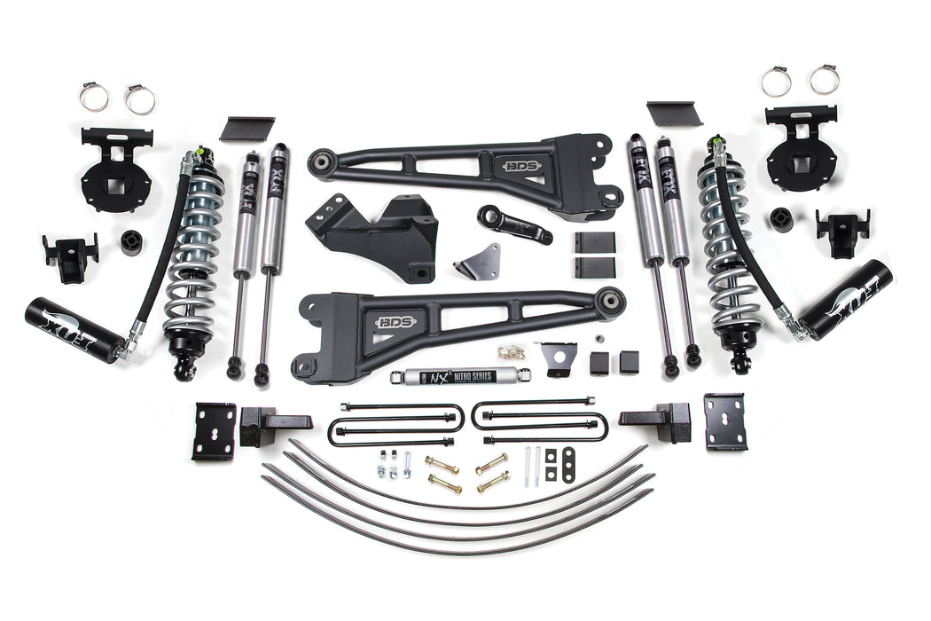 BDS 2005-2007 Ford F250/F350 4wd 6" Radius Arm Suspension Lift Kit, 4.5" Rear Lift, Block & AAL, Diesel, w/ overload - Fox 2.5 FRS C/O Non-DSC Front, Fox 2.0 IFP PS Rear BDSS_BDS1946F