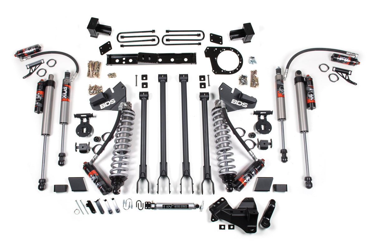 BDS 2017-2019 Fits Ford F250/F350 4WD 6" 4-Link Suspension Lift Kit, 4" Rear, Block, Diesel, 3 Leaf Main - FOX 2.5 Pes C/o Front, FOX 2.5 Pes Aux Front, FOX 2.5 Pes Rear 1979FPE