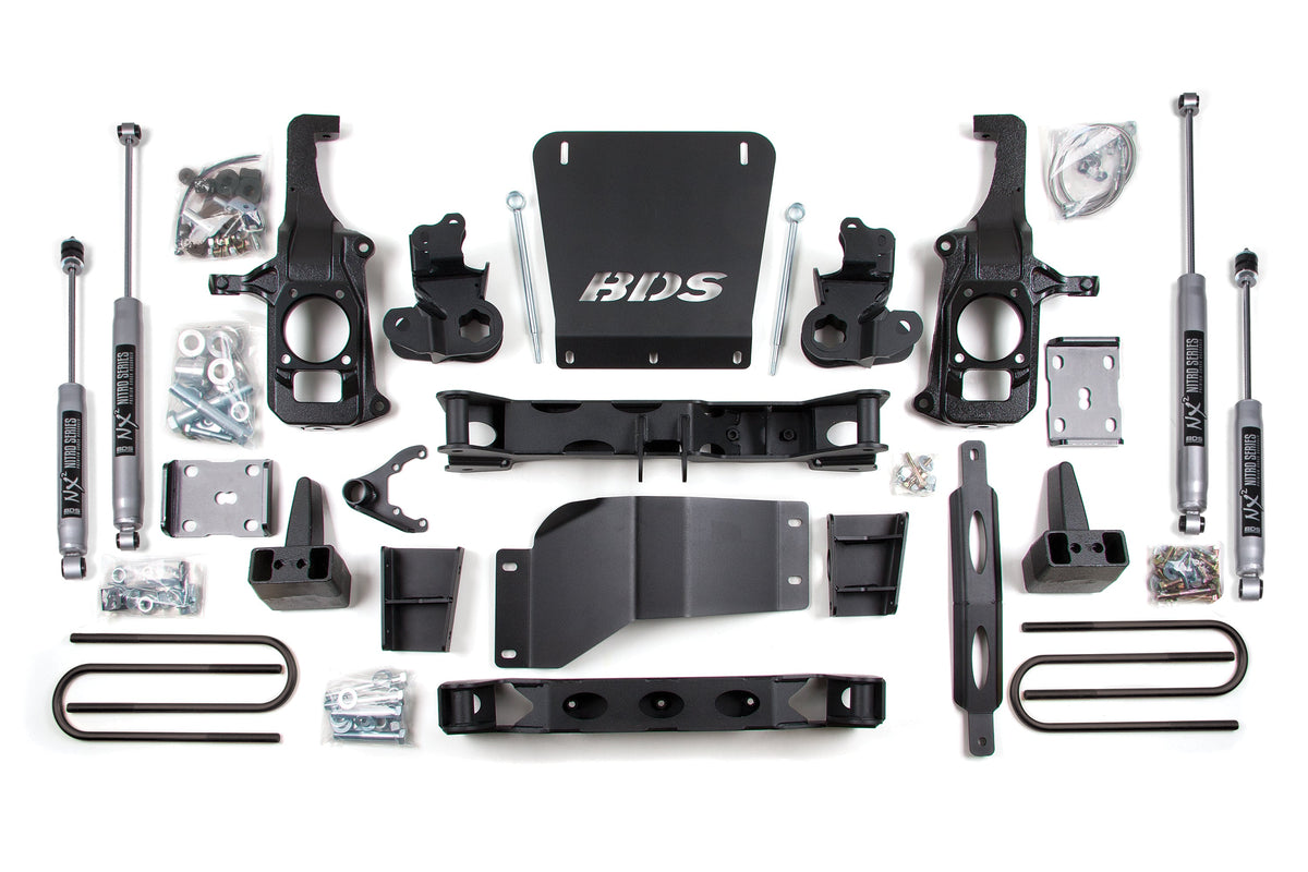 BDS 2011-2019 Fits GM 2500HD/3500HD 4wd/2wd 6.5" Suspension Lift Kit, 5" Rear Lift W/o Top Overload, Block FOX 2.5 Pes Shocks 196FPE