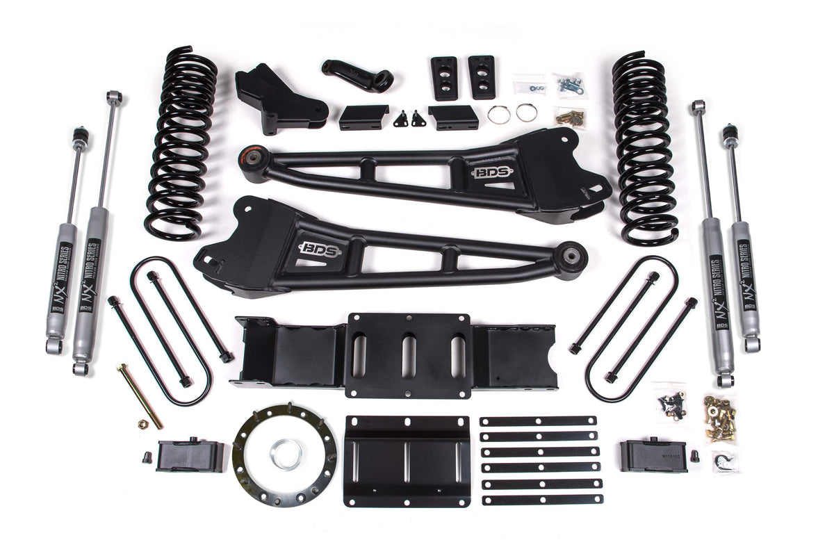 BDS 4 Inch Lift Kit W/ Radius Arm 2 Inch Rear Block Fits RAM 3500 19-24 4WD Diesel 1707FPE