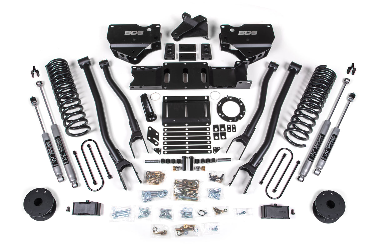 BDS 2019-2024 Fits RAM 3500 4" 4-Link Diesel - 3" Rear Block W/ Air Bag - 6 Bolt T-case - NX2 Shocks 1720H