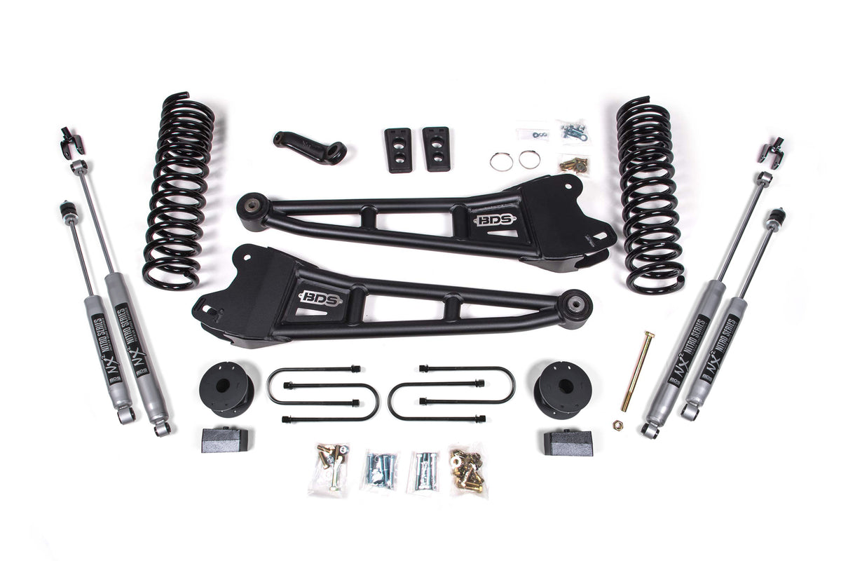 BDS 4 Inch Lift Kit W/ Radius Arm Fits RAM 3500 W/ Rear Air Ride 13-18 4WD Diesel 1792FS