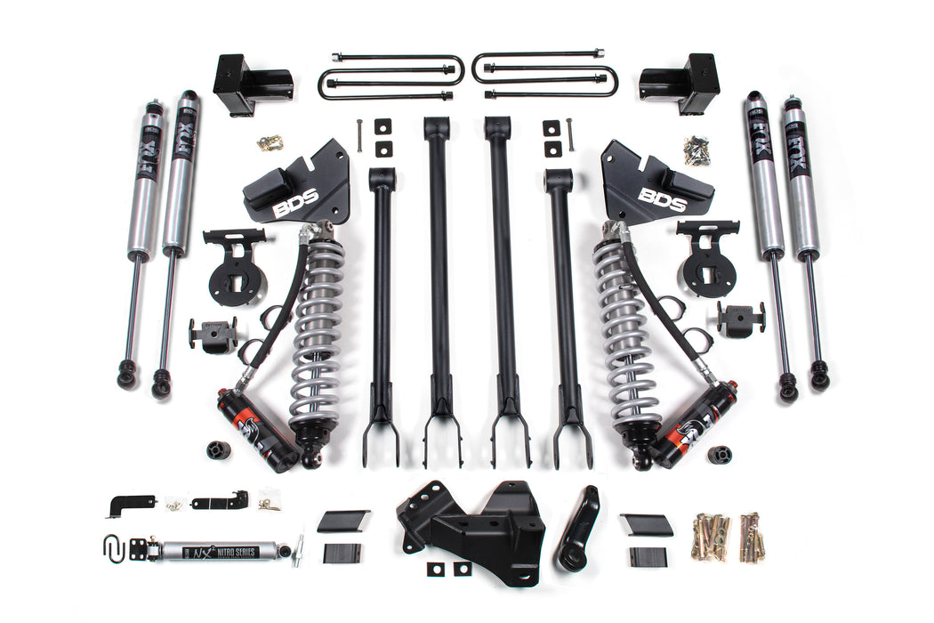 BDS BDS1537FPE 4 Inch Lift Kit w/ 4-Link -FOX 2.5 Performance Elite Coil-Over Conversion Ford F250/F350 Super Duty (17-19) 4WD Diesel