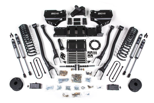 BDS 2019-2024 Fits RAM 3500 4" 4-Link Gas - 3" Rear Block W/ Air Bag - 6 Bolt T- Case - FOX Shocks 1723FS