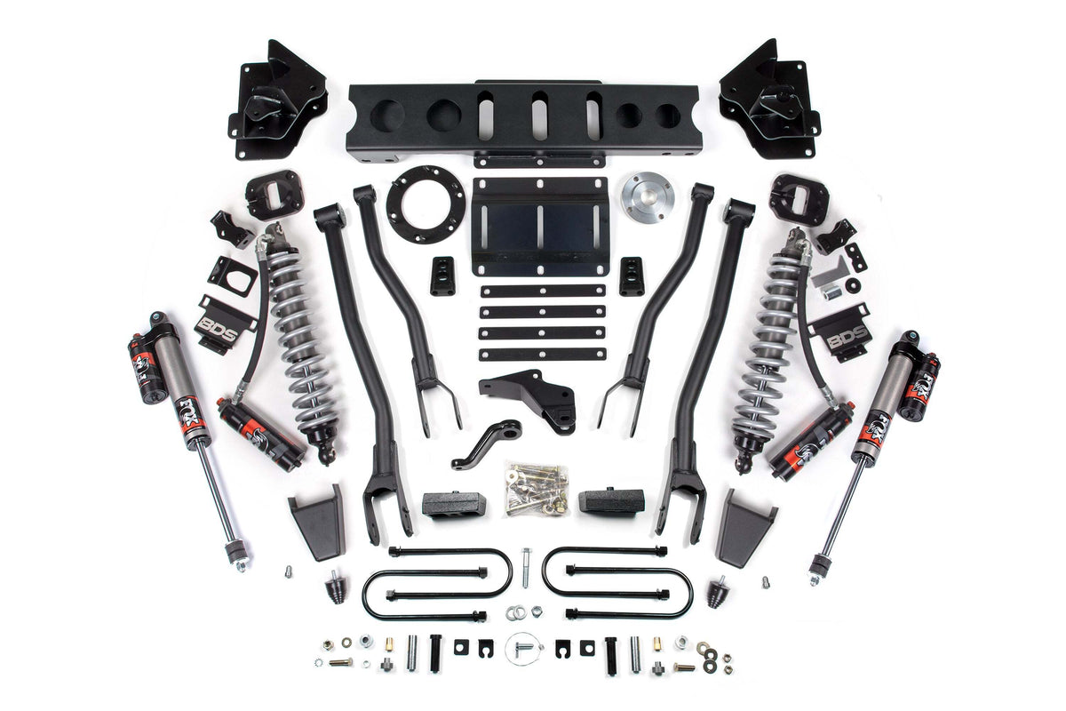 BDS 4 Inch Lift Kit W/ 4-Link FOX 2.5 Coil-over Conversion - Performance Elite Fits RAM 3500 13-18 4WD Diesel 1776PES