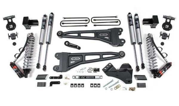BDS 2017-2019 Ford F350 4WD Dually 4" Radius Arm Suspension Lift Kit, 3" Rear, Block, Diesel - Fox 2.5 Pes C/o Front, Fox 2.5 Pes Aux Front, Fox 2.5 Pes Rear 1976FPE