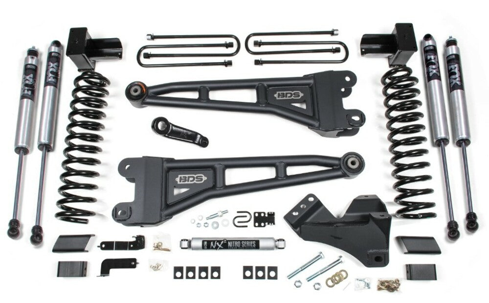 2023-2025 Ford F250/F350 4wd 5" Radius Arm Suspension Lift Kit, 3" Rear, Block, Gas - Fox 2.0 IFP PS Shocks - w/o Overload Springs