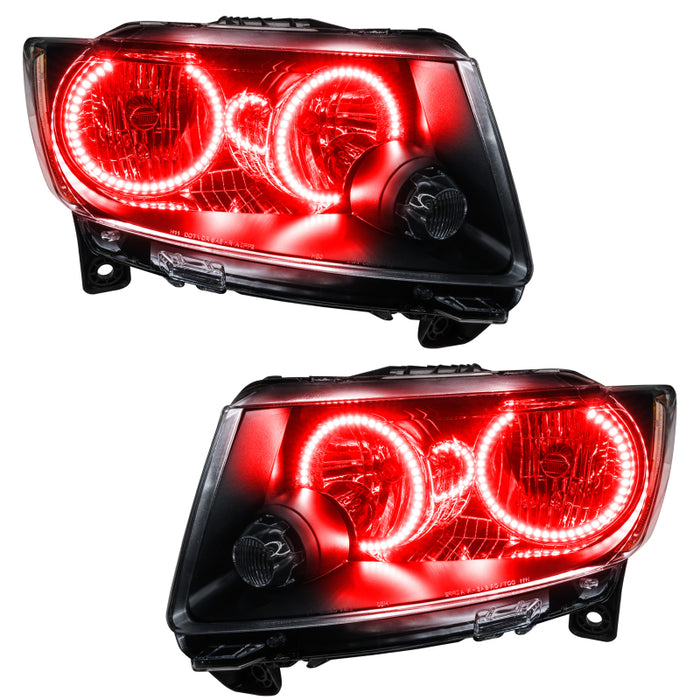 Oracle 11-13 compatible with Jeep Grand Cherokee Pre-Assembled Halo Headlights (Non HID) Chrome Red 7070-003