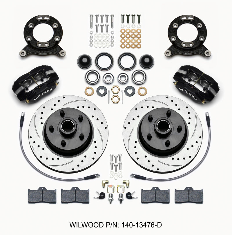 Wilwood Forged Dynalite-M Front Kit 11.30in 1 PC Rotor&Hub-Drill 65-69 Mustang Disc & Drum Spindle 140-13476-D