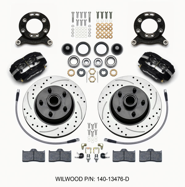 Wilwood Forged Dynalite-M Front Kit 11.30in 1 PC Rotor&Hub-Drill 65-69 Mustang Disc & Drum Spindle 140-13476-D