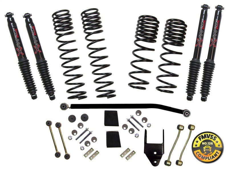 Skyjacker 2018 compatible with Jeep Wrangler (JL) 2DR 3.5in Suspension Lift Kit w/Black Max Shocks JL35BPBLT