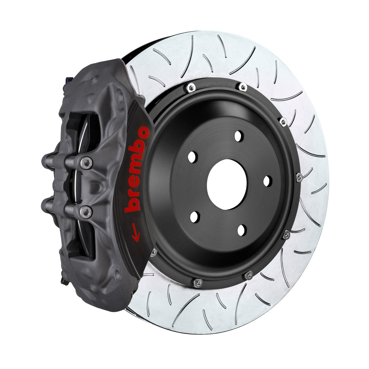 Brembo Pista Race Front Big Brake Kit, 6-Piston Black Hard Anodized Calipers, 355x35mm Type-3 Slotted 2-Piece Rotors 3K3.8085AZ