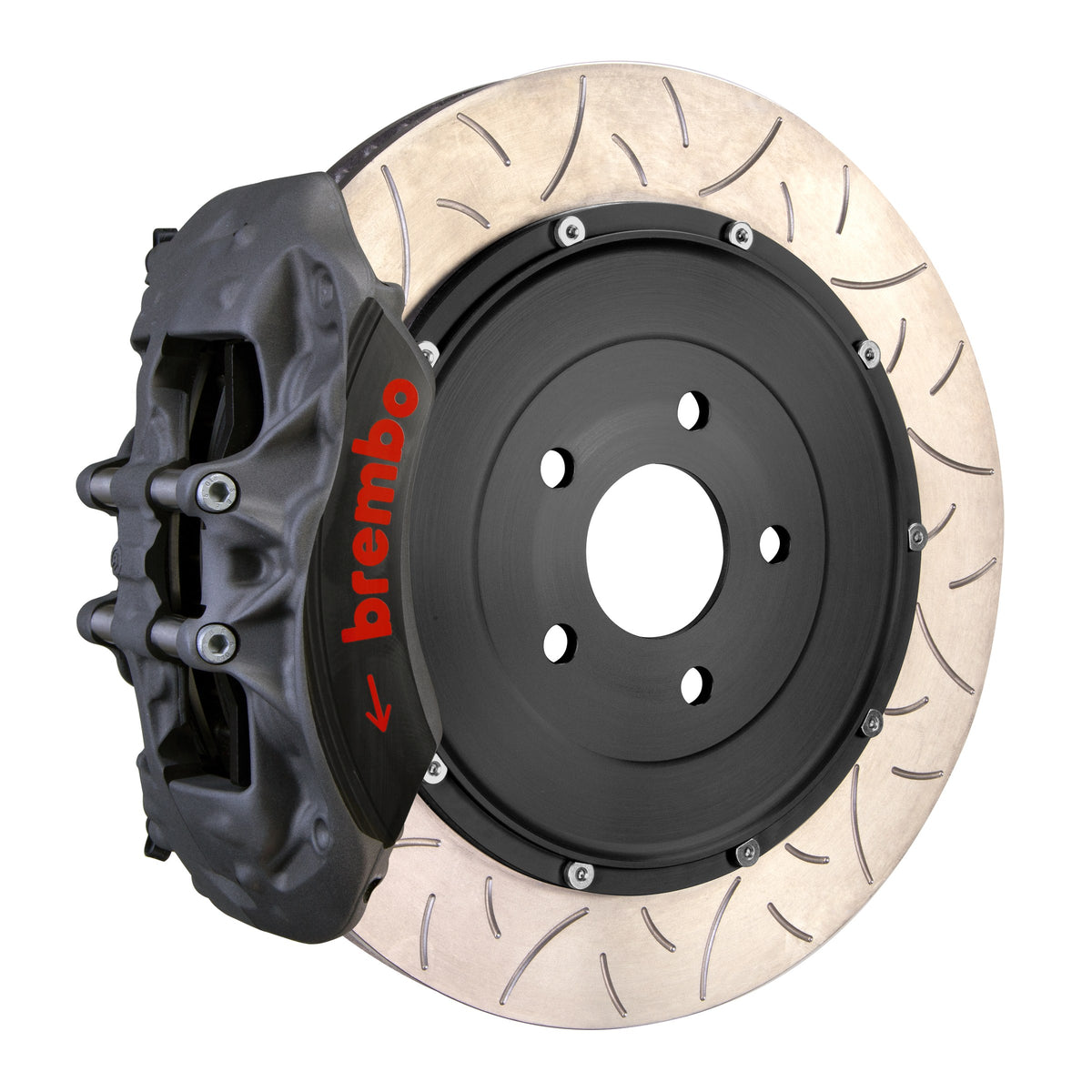 Brembo Pista Race Front Big Brake Kit, 6-Piston Black Hard Anodized Calipers, 380x35mm Type-3 Slotted 2-Piece Rotors 3K3.9059AZ