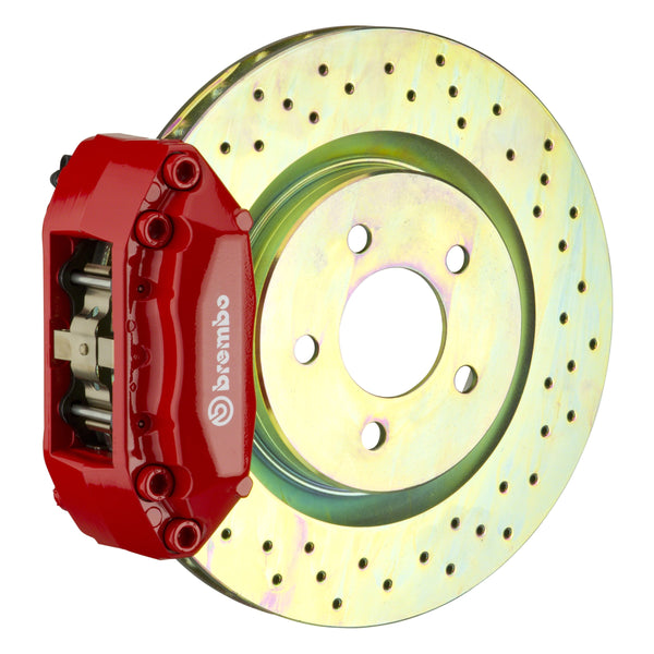 Brembo GT Front Big Brake Kit, 4-Piston Red Calipers, 330x28mm Drilled Rotors, Fits 2015-2021 Volkswagen Golf 1A4.6016A2