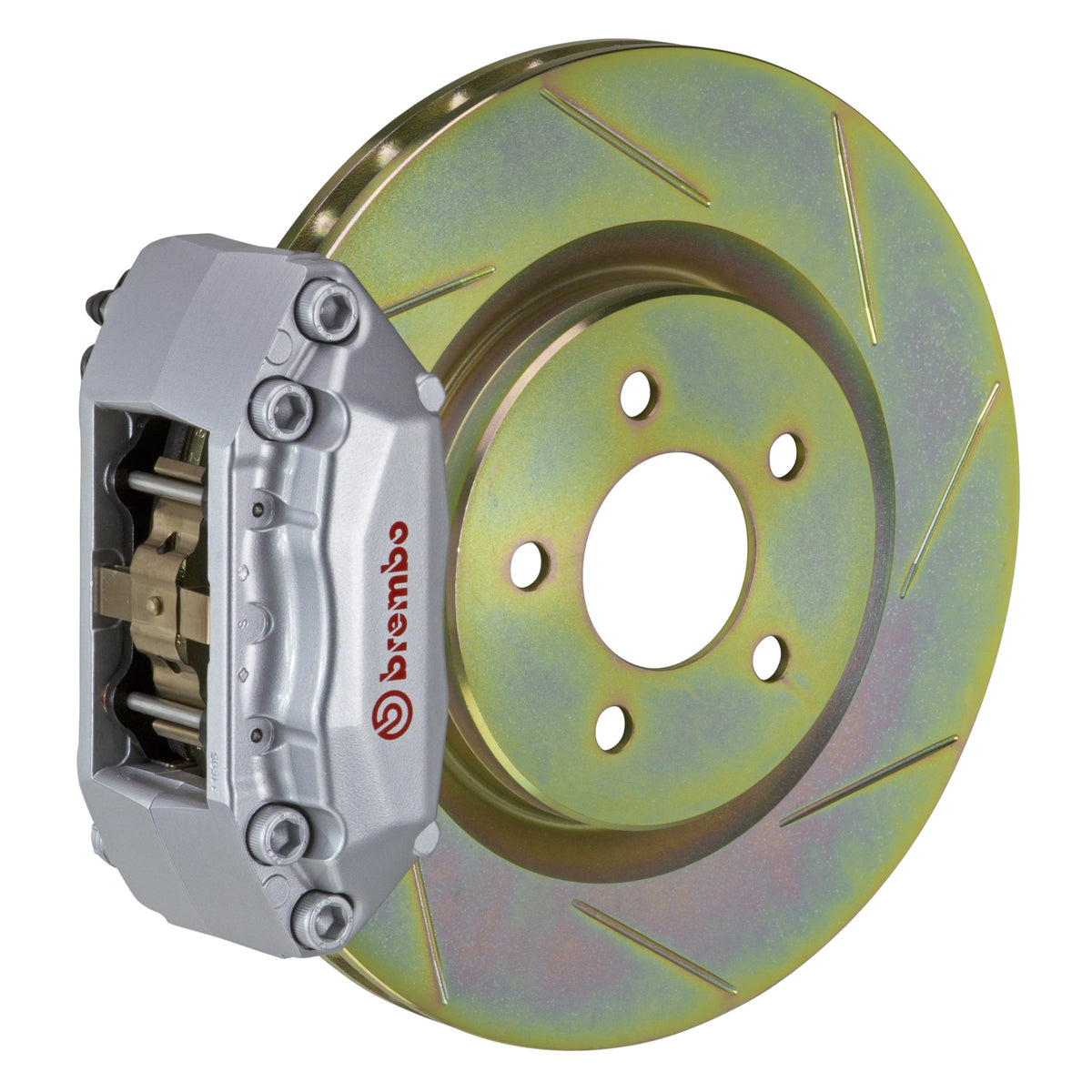 Brembo GT Front Big Brake Kit, 4-Piston Silver Calipers, 330x28mm Type-1 Slotted Rotors, Fits 2005-2019 Volkswagen GTI and more 1A5.6008A3
