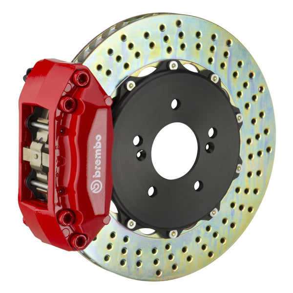 Brembo GT Front Big Brake Kit, 4-Piston Red Calipers, 328x28mm Drilled 2-Piece Rotors, Fits 2002-2006 Ford Focus 1A1.6012A2