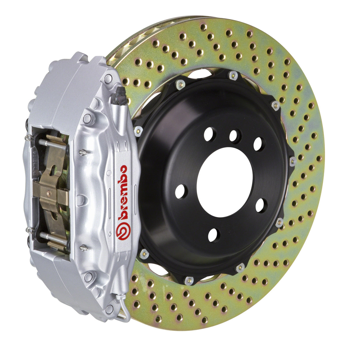 Brembo GT Front Big Brake Kit, 4-Piston Silver Calipers, 332x32mm Drilled 2-Piece Rotors, Fits 1991-2005 Acura NSX 1H1.7006A3