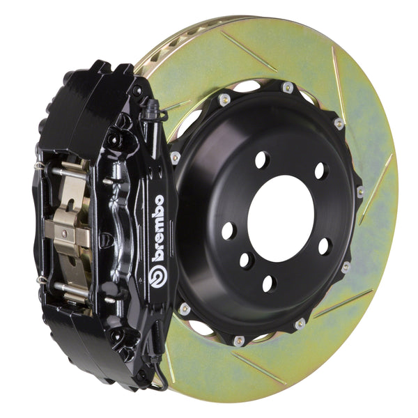 Brembo GT Front Big Brake Kit, 4-Piston Black Calipers, 332x32mm Type-1 Slotted 2-Piece Rotors, Fits 2002-2021 Subaru Impreza, Legacy, WRX 1B2.7008A1