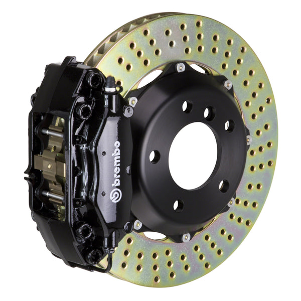 Brembo GT Front Big Brake Kit, 4-Piston Black Calipers, 320x28mm Drilled 2-Piece Rotors, Fits 2002-2008 Mini Cooper 1C1.6001A1