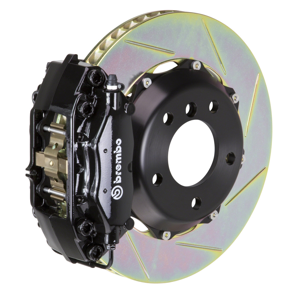 Brembo GT Front Big Brake Kit, 4-Piston Black Calipers, 320x28mm Type-1 Slotted 2-Piece Rotors, Fits 2002-2008 Mini Cooper 1C2.6001A1
