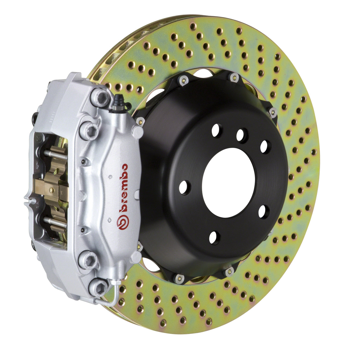Brembo GT Rear Big Brake Kit, 4-Piston Silver Calipers, 345x28mm Drilled 2-Piece Rotors, Fits 2010-2015 Mercedes-Benz GLK350, GLK250 2C1.8028A3