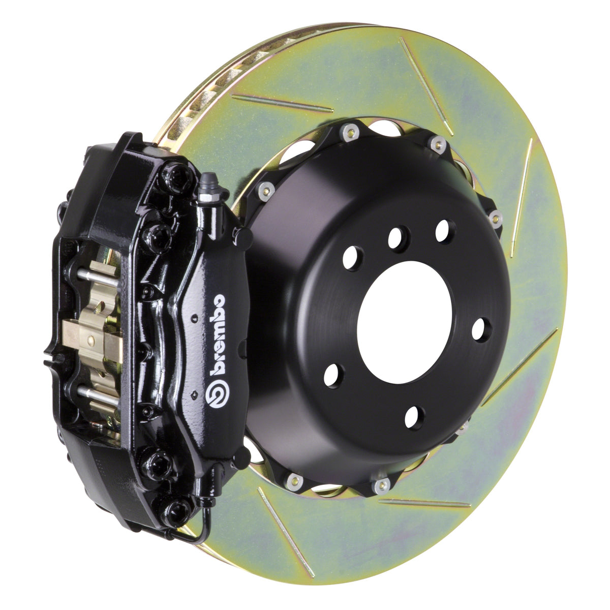 Brembo GT Rear Big Brake Kit, 4-Piston Black Calipers, 345x28mm Type-1 Slotted 2-Piece Rotors, Fits 2006-2013 Lexus IS250, IS350 and more 2C2.8027A1
