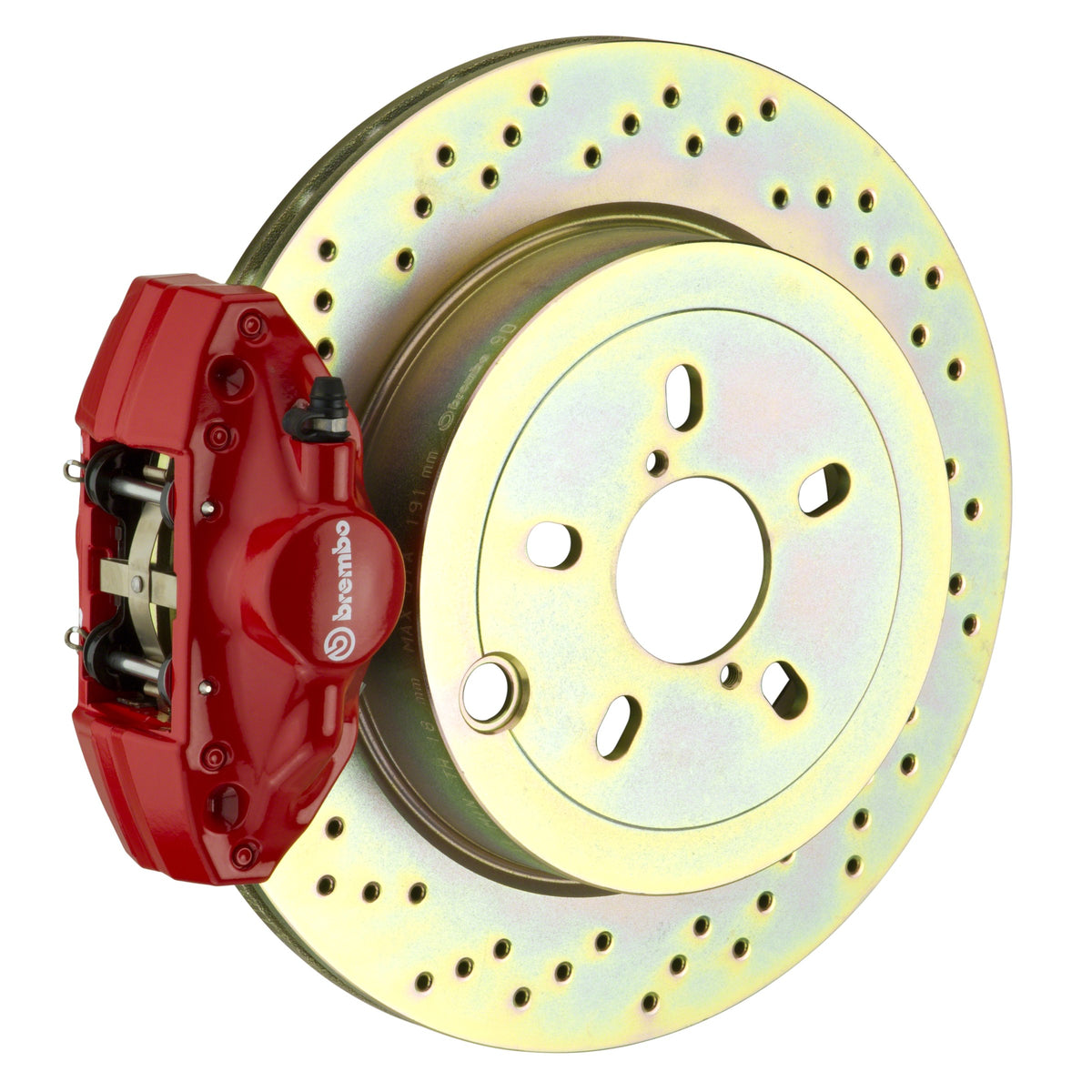 Brembo GT Rear Big Brake Kit, 2-Piston Red Calipers, 294x19mm Drilled Rotors, Fits 1992-1998 BMW 318i, 325i, 328i 2E4.4001A2