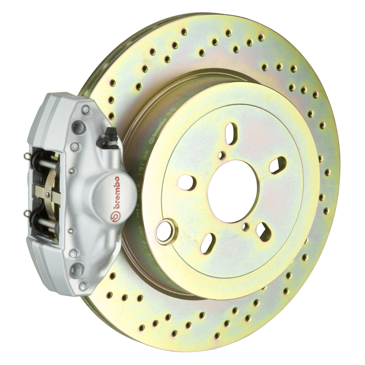 Brembo GT Rear Big Brake Kit, 2-Piston Silver Calipers, 294x19mm Drilled Rotors, Fits 1992-1998 BMW 318i, 325i, 328i 2E4.4001A3