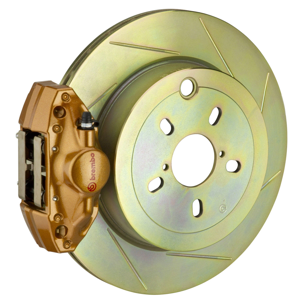 Brembo GT Rear Big Brake Kit, 2-Piston Gold Calipers, 316x20mm Type-1 Slotted Rotors, Fits 2008-2014 Subaru Impreza, Legacy 2E5.5002A4