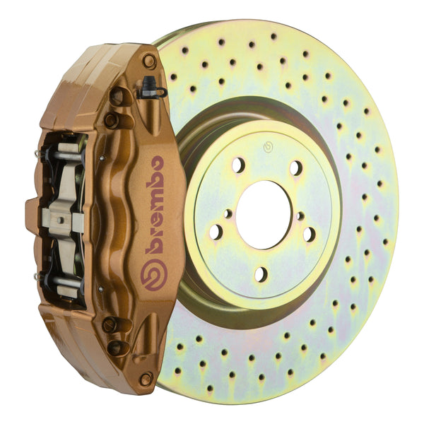 Brembo GT Front Big Brake Kit, 4-Piston Gold Calipers, 326x30mm Drilled Rotors, Fits 2015-2021 Subaru WRX 1E4.6003A4