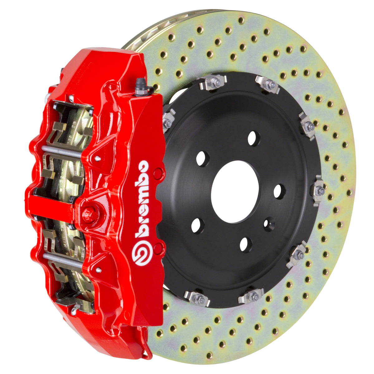 Brembo GT Front Big Brake Kit, 8-Piston Red Calipers, 380x34mm Drilled 2-Piece Rotors, Fits 2000-2006 Chevrolet Silverado 1500 and more 1G1.9001A2