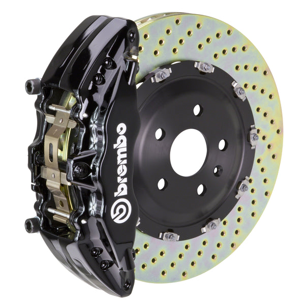 Brembo GT Front Big Brake Kit, 6-Piston Black Calipers, 380x34mm Drilled 2-Piece Rotors, Fits 2010-2014 Ford F-150 1J1.9010A1