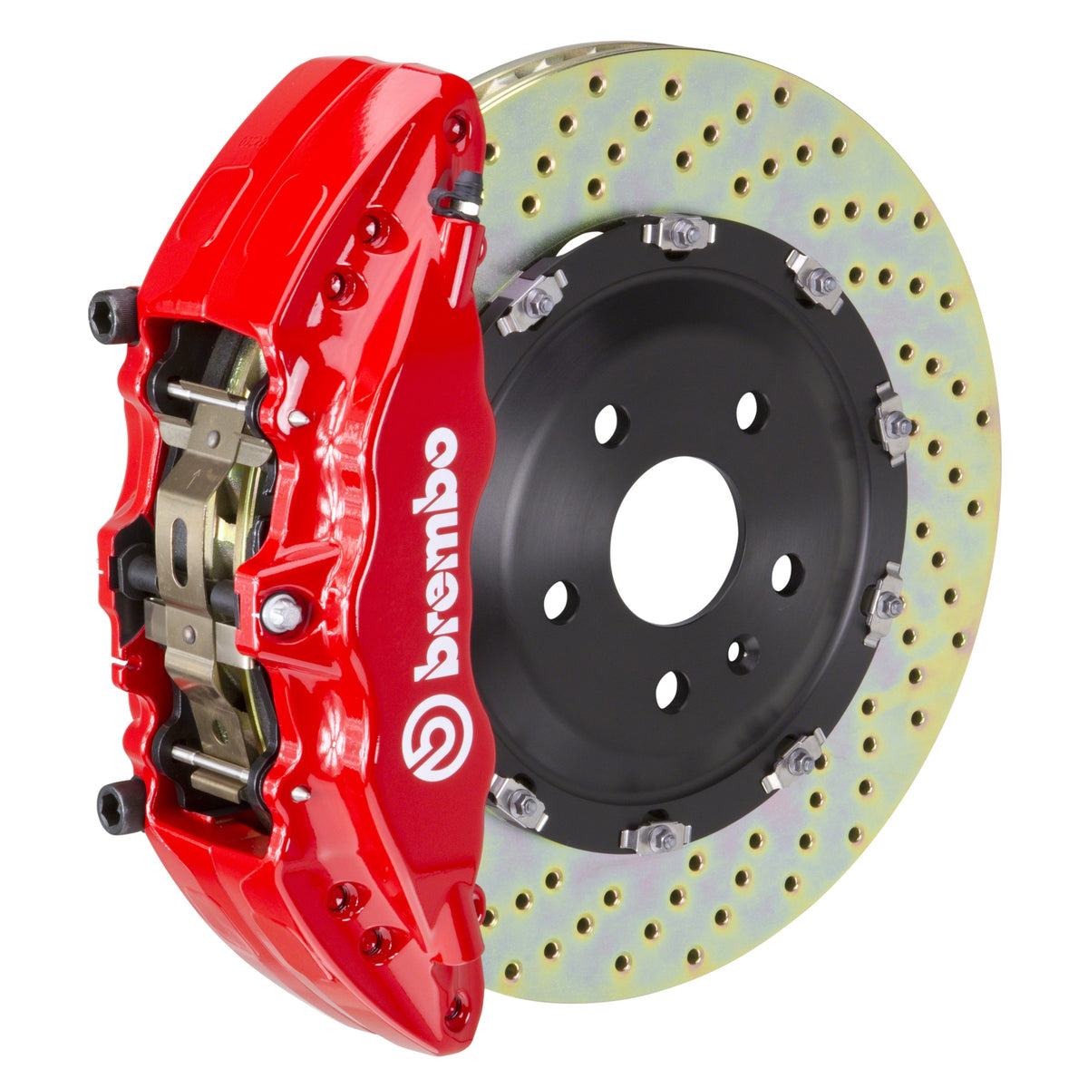 Brembo GT Front Big Brake Kit, 6-Piston Red Calipers, 380x34mm Drilled 2-Piece Rotors, Fits 2024-2026 Ford Ranger 1J1.9029A2
